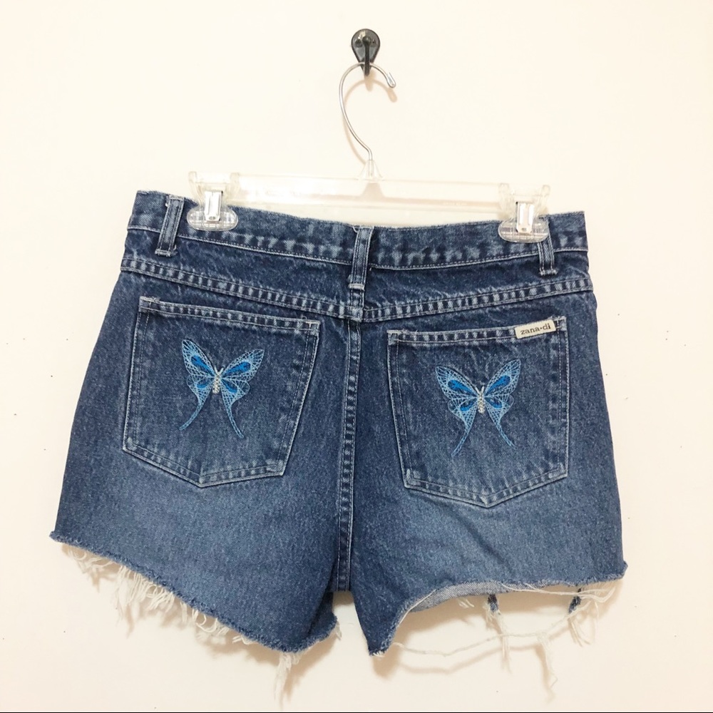 Zanadi Vintage Butterfly Embroidery High Shorts